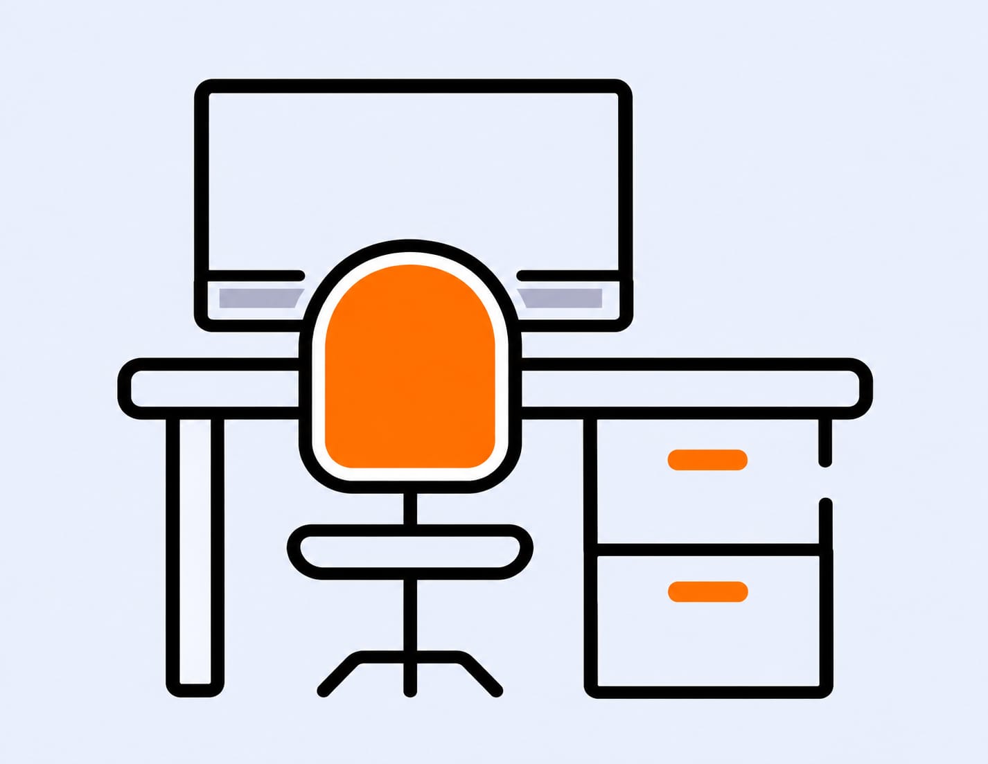 Indoor office desk with chair